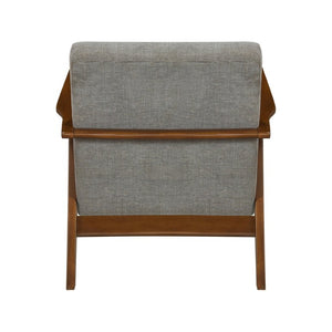 English Elm Accent Armchair with Chenille Upholstery Pocket Coil Support and Rubberwood Base B011P581823