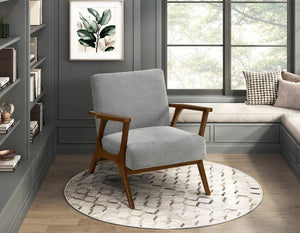 English Elm Accent Armchair with Chenille Upholstery Pocket Coil Support and Rubberwood Base B011P581823