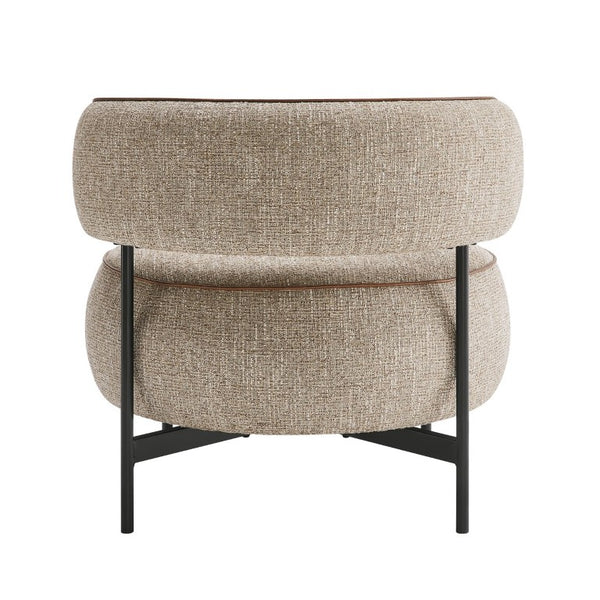English Elm Swivel Barrel Chair with Chenille Upholstery and Black Metal Legs for Modern Living Rooms B011P581827