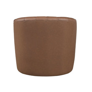 English Elm Swivel Barrel Armchair Top Grain Leather Channel Tufted Mid-Century Living Room Accent B011P581829