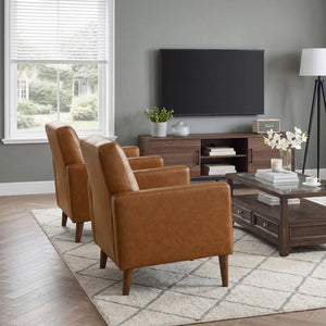 English Elm Accent Armchair Tufted Top Grain Leather Mid Century Modern Living Room Seat B011P581834