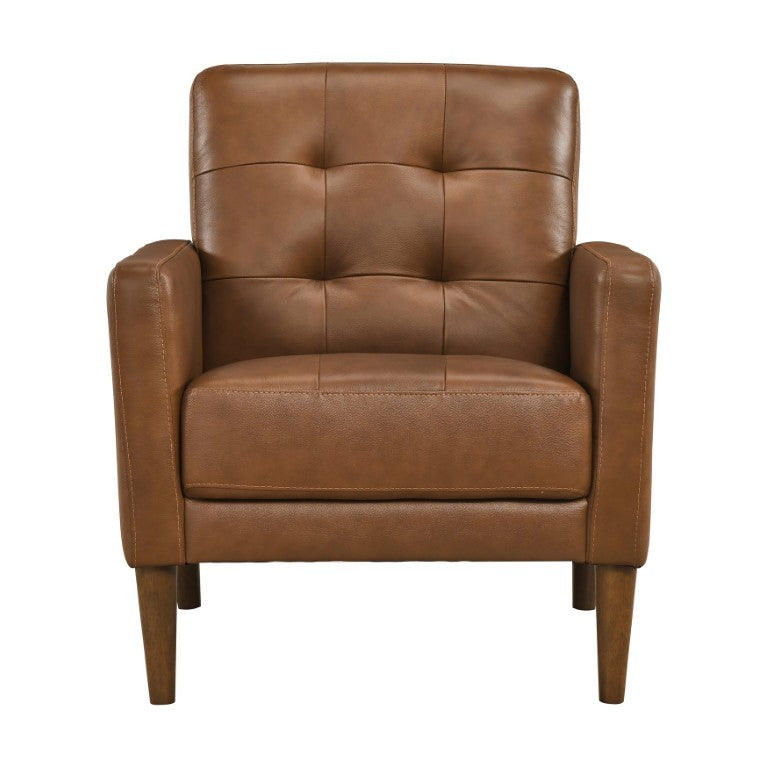 English Elm Accent Armchair Tufted Top Grain Leather Mid Century Modern Living Room Seat B011P581834
