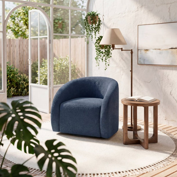 English Elm Swivel Barrel Accent Chair with Pocket Coil Cushioning and Microfiber Upholstery B011P581836