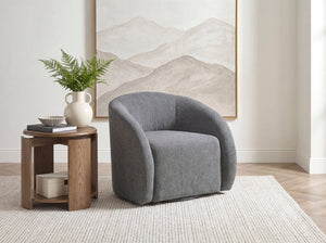 English Elm Swivel Barrel Accent Chair Microfiber Upholstered with 360 Base for Living Room B011P581837