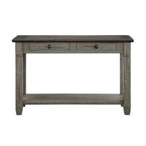 English Elm Sofa Table Farmhouse Two Tone Oak Veneer with Drawers and Open Display Shelf B011P581855