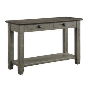 English Elm Sofa Table Farmhouse Two Tone Oak Veneer with Drawers and Open Display Shelf B011P581855