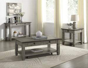 English Elm Sofa Table Farmhouse Two Tone Oak Veneer with Drawers and Open Display Shelf B011P581855
