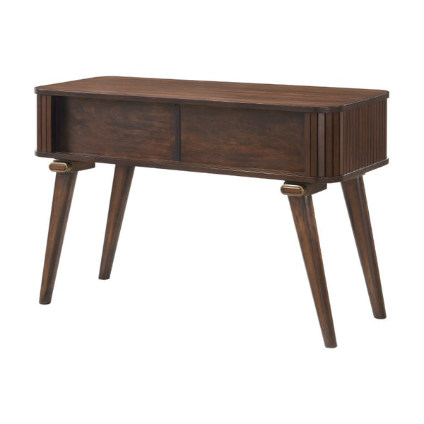 English Elm Sofa Table with Walnut Veneer Tambour Doors and A-Frame Base for Living Rooms B011P581858