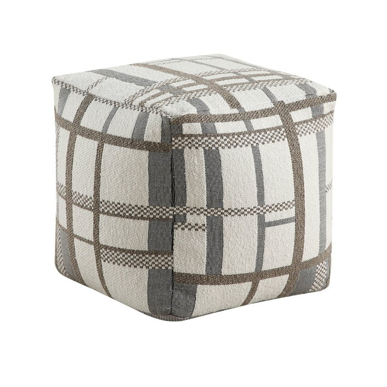 English Elm Pouf Geometric Jacquard Cube Ottoman Earthy Tones Footrest or Accent Seat Boho Decor B011P581877