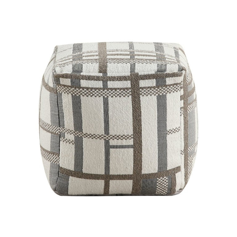 English Elm Pouf Geometric Jacquard Cube Ottoman Earthy Tones Footrest or Accent Seat Boho Decor B011P581877