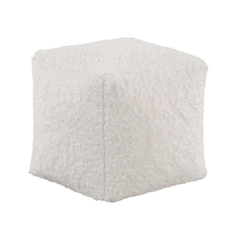 English Elm Pouf Faux Fur Cube Ottoman Plush Polyester Footrest Accent for Living Room or Bedroom B011P581878