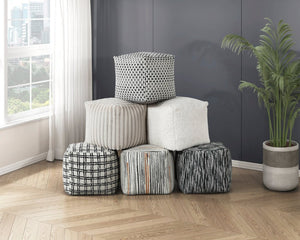 English Elm Pouf Faux Fur Cube Ottoman Plush Polyester Footrest Accent for Living Room or Bedroom B011P581878