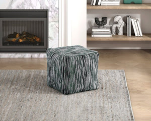 English Elm Pouf Square Jacquard Geometric Accent in Polyester for Living Room Seating B011P581879