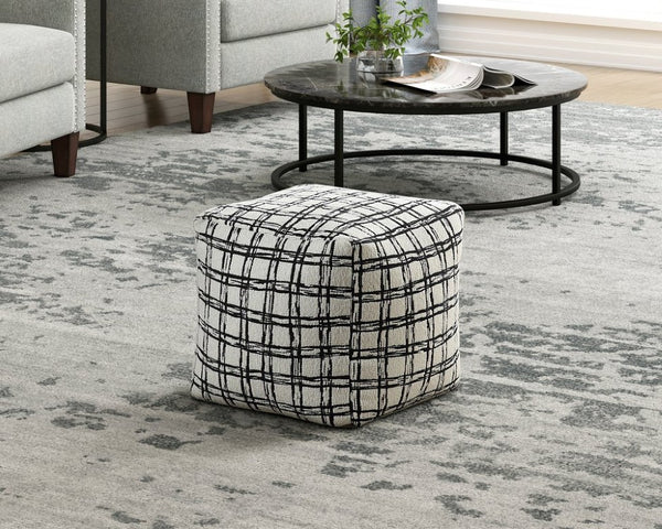 English Elm Pouf Jacquard Cube Ottoman Graphic Black White Accent for Living Room or Bedroom B011P581882