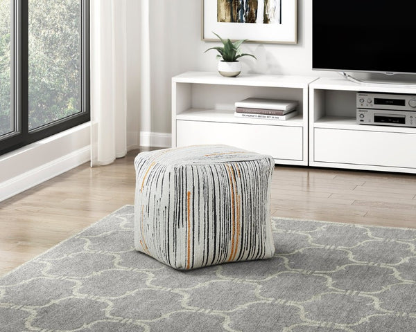 English Elm Pouf Geometric Jacquard Square Ottoman Bold Bohemian Accent for Living Room Seating B011P581883