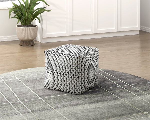 English Elm Pouf Square Jacquard Basketweave Accent Seat with Polystyrene Fill for Living Rooms B011P581884
