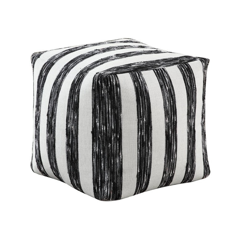 English Elm Pouf Square Jacquard Stripe Accent Footrest for Living Room Bedroom or Home Office B011P581885
