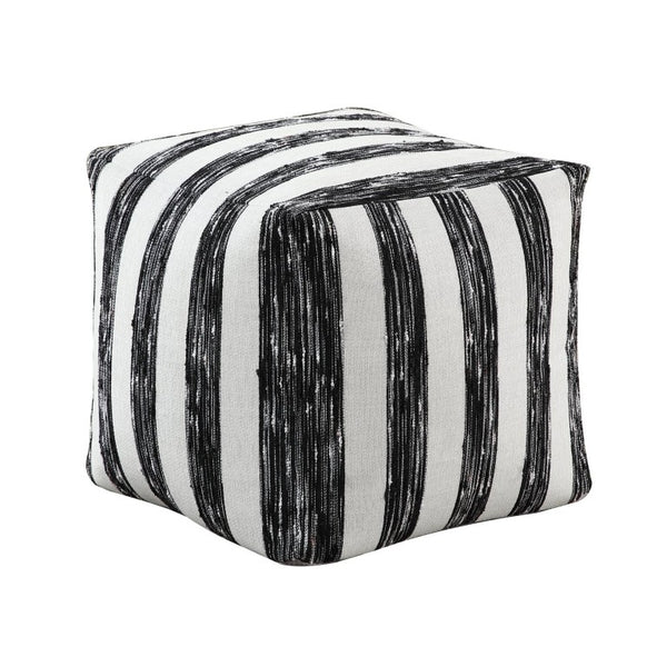 English Elm Pouf Square Jacquard Stripe Accent Footrest for Living Room Bedroom or Home Office B011P581885