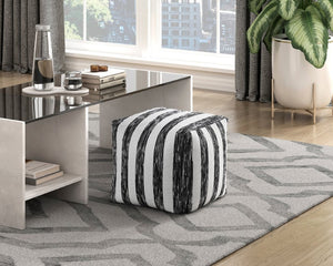 English Elm Pouf Square Jacquard Stripe Accent Footrest for Living Room Bedroom or Home Office B011P581885