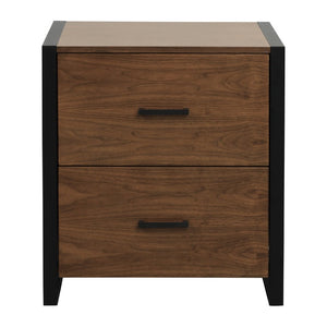 English Elm File Cabinet Walnut Veneer and Rustic Black Metal Frame Two Drawer Home Office Storage B011P581889