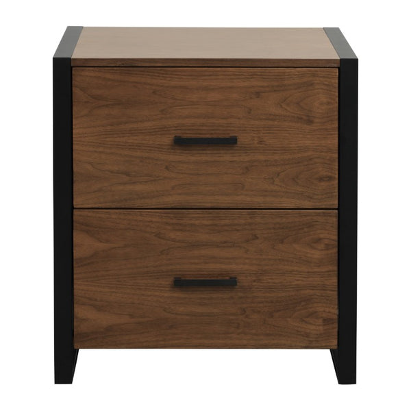 English Elm File Cabinet Walnut Veneer and Rustic Black Metal Frame Two Drawer Home Office Storage B011P581889
