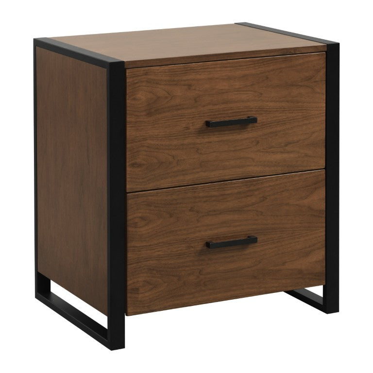 English Elm File Cabinet Walnut Veneer and Rustic Black Metal Frame Two Drawer Home Office Storage B011P581889
