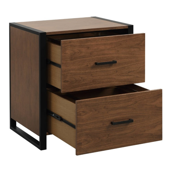 English Elm File Cabinet Walnut Veneer and Rustic Black Metal Frame Two Drawer Home Office Storage B011P581889