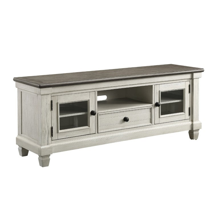 English Elm Tv Stand Farmhouse Media Console with Oak Veneer Two Tone Antique White Finish B011P581898