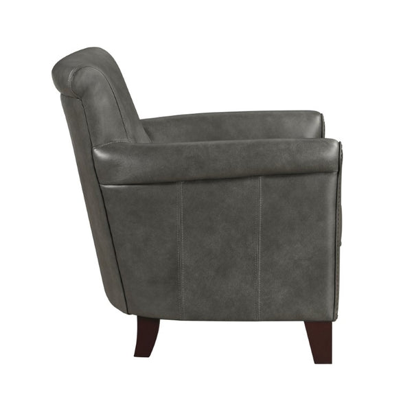 English Elm Accent Chair Top Grain Leather Nailhead Trim Pocket Coil Cushion Living Room Seat B011P581945