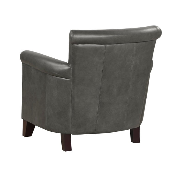 English Elm Accent Chair Top Grain Leather Nailhead Trim Pocket Coil Cushion Living Room Seat B011P581945
