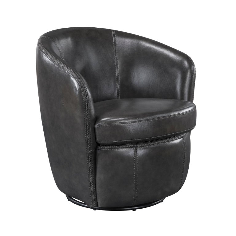 English Elm Swivel Barrel Chair in Top Grain Leather for Living Room Home Office Reading Nook B011P581949