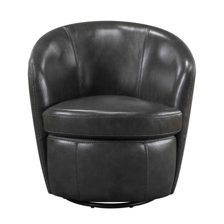 English Elm Swivel Barrel Chair in Top Grain Leather for Living Room Home Office Reading Nook B011P581949