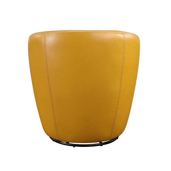 English Elm Swivel Barrel Chair Top Grain Leather with 360 Rotation and High Density Foam Seat B011P581951