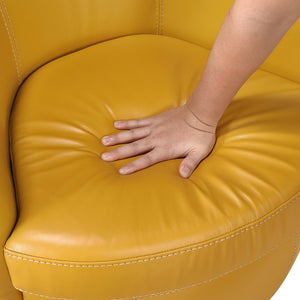 English Elm Swivel Barrel Chair Top Grain Leather with 360 Rotation and High Density Foam Seat B011P581951