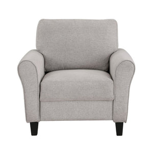 English Elm Swivel Accent Chair Chenille Upholstered Walnut Frame Mid-Century Living Room Seat Sand Solid Wood 37 L x 34 W x 34.5 H B011P581958