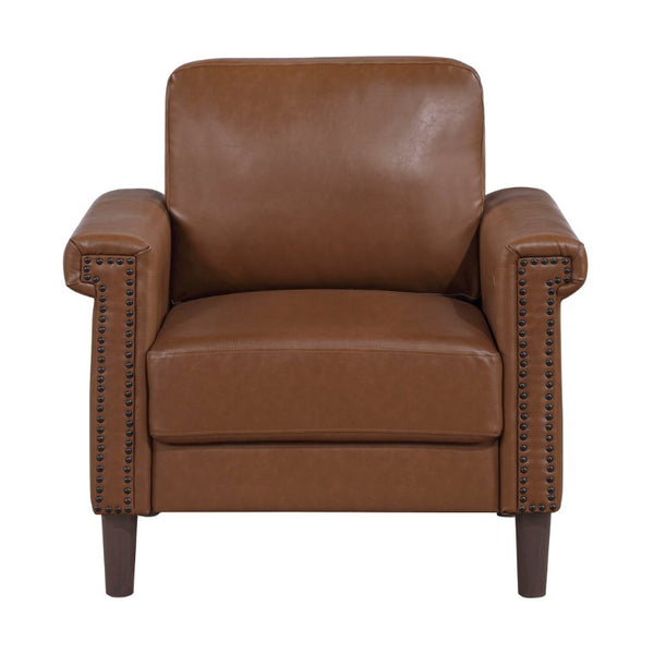 English Elm Chair Club Style Faux Leather Nailhead Accent Seat with Dark Wood Legs for Any Room B011P581962