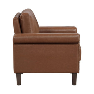 English Elm Chair Club Style Faux Leather Nailhead Accent Seat with Dark Wood Legs for Any Room B011P581962
