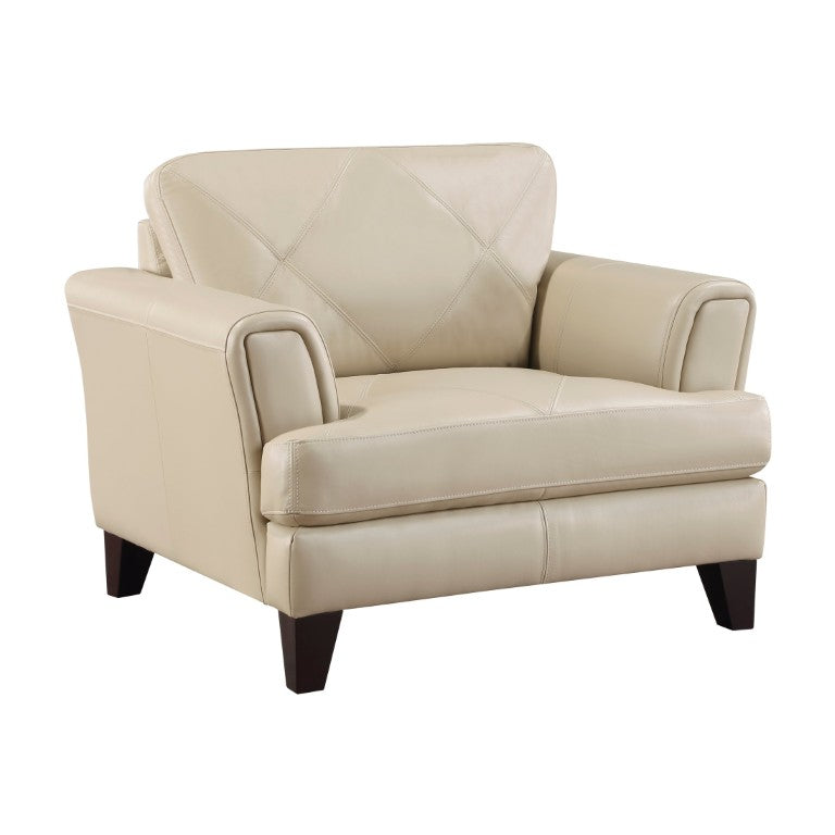 English Elm Chair Top Grain Leather Accent Seat with Espresso Wood Feet for Modern Living B011P581964