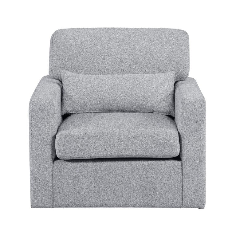 English Elm Swivel Accent Chair Boucle Upholstered with Lumbar Pillow for Living Room Comfort B011P581966