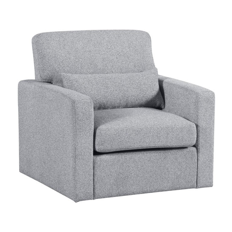 English Elm Swivel Accent Chair Boucle Upholstered with Lumbar Pillow for Living Room Comfort B011P581966