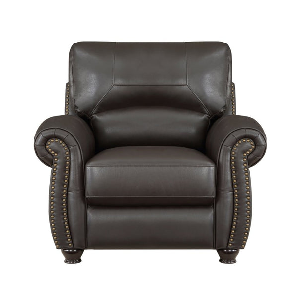 English Elm Chair Top Grain Leather Traditional Accent Nailhead Trim Rolled Arms Formal Living Room B011P581968