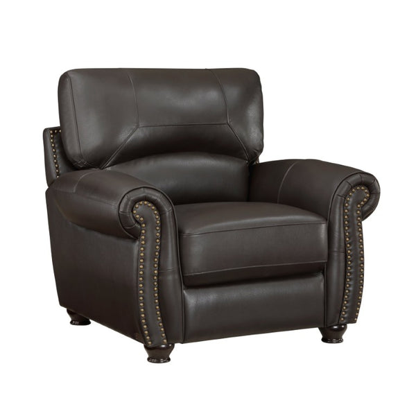 English Elm Chair Top Grain Leather Traditional Accent Nailhead Trim Rolled Arms Formal Living Room B011P581968