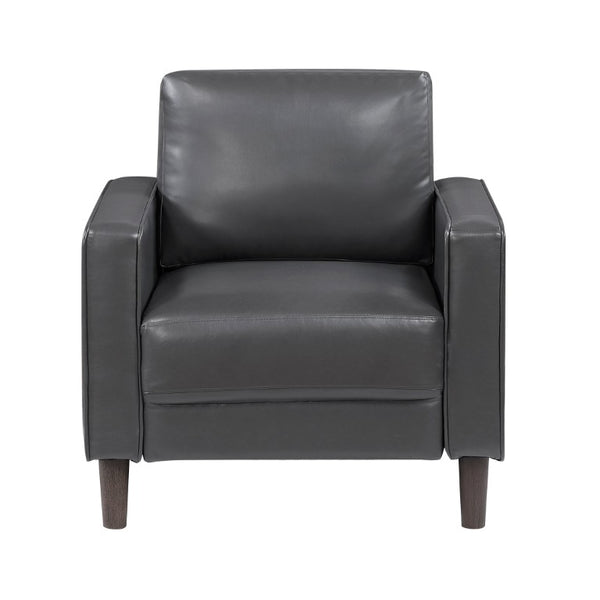 English Elm Swivel Accent Chair Chenille Upholstered Walnut Frame Mid-Century Living Room Seat Dark Gray Faux Leather 33 L x 32.5 W x 33.5 H B011P581974