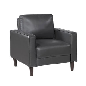 English Elm Swivel Accent Chair Chenille Upholstered Walnut Frame Mid-Century Living Room Seat Dark Gray Faux Leather 33 L x 32.5 W x 33.5 H B011P581974