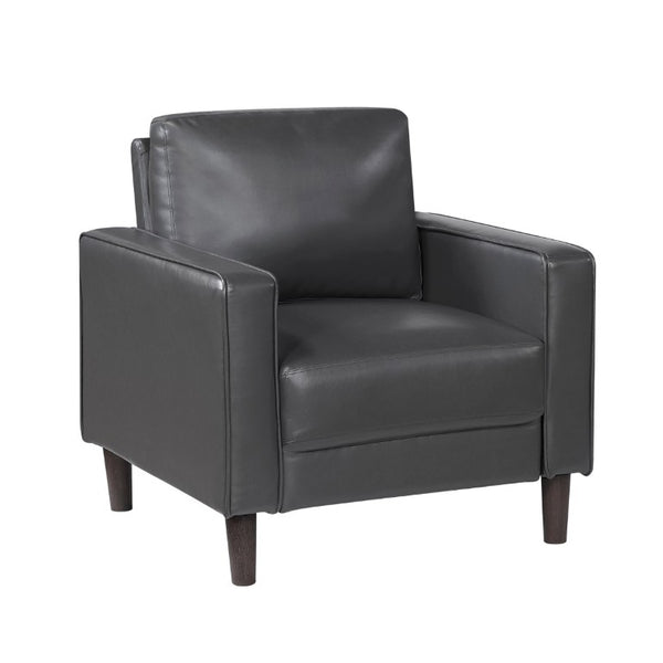 English Elm Swivel Accent Chair Chenille Upholstered Walnut Frame Mid-Century Living Room Seat Dark Gray Faux Leather 33 L x 32.5 W x 33.5 H B011P581974