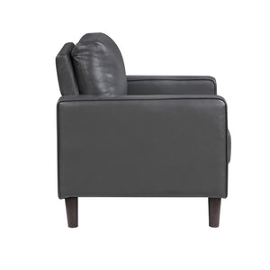 English Elm Swivel Accent Chair Chenille Upholstered Walnut Frame Mid-Century Living Room Seat Dark Gray Faux Leather 33 L x 32.5 W x 33.5 H B011P581974