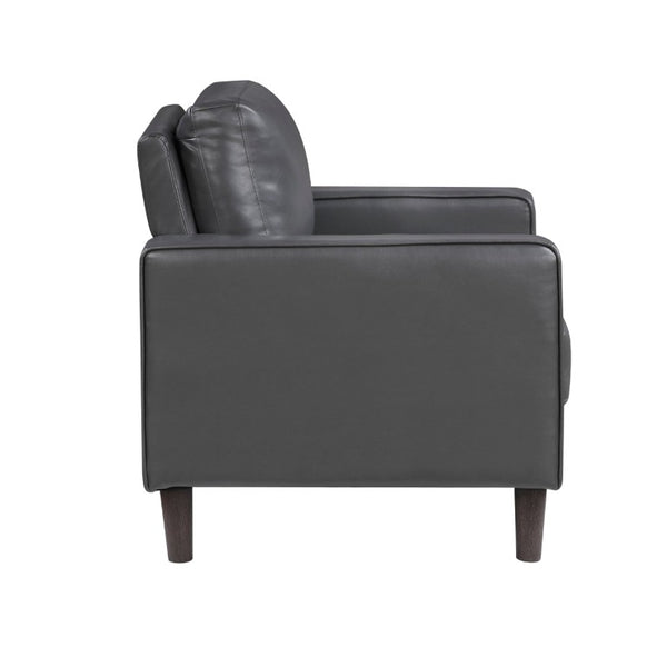 English Elm Swivel Accent Chair Chenille Upholstered Walnut Frame Mid-Century Living Room Seat Dark Gray Faux Leather 33 L x 32.5 W x 33.5 H B011P581974