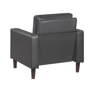 English Elm Swivel Accent Chair Chenille Upholstered Walnut Frame Mid-Century Living Room Seat Dark Gray Faux Leather 33 L x 32.5 W x 33.5 H B011P581974