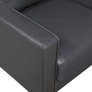 English Elm Swivel Accent Chair Chenille Upholstered Walnut Frame Mid-Century Living Room Seat Dark Gray Faux Leather 33 L x 32.5 W x 33.5 H B011P581974