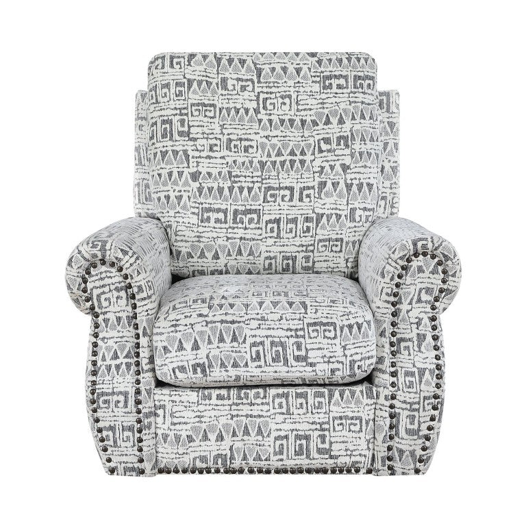 English Elm Swivel Accent Chair Geometric Jacquard Fabric Nailhead Trim 360 Degree Base B011P581976